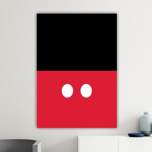 Mickey Mouse minimalista, póster o cuadro sobre lienzo listo para colgar, mobiliario moderno para dormitorio, hogar, oficina