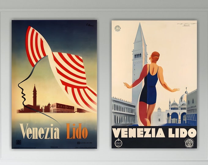 Set of 2 Canvas Prints, Caribbean with Pan American Airways, Travel Poster or Picture, Clipper, Interior Wall Decorations.
