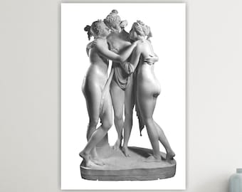 Antonio Canova The Three Graces, Canvas Print, Poster or Aesthetic Painting, Wall Decorations for Modern Home.