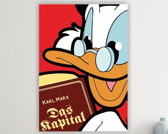 Uncle Scrooge and the Capital, Critical Art Poster or Canvas Picture Ready to Hang, Home Office Decor