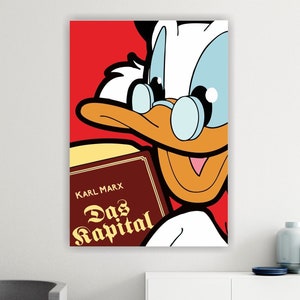 Zio paperone e il capitale, arte critica Poster o quadro su tela pronto da appendere, arredamento casa ufficio