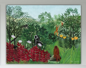 Henri Rousseau Tropical Forest with Monkeys, Poster or Wall Art, Canvas Print, Home Wall Decor.