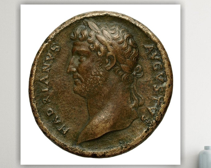 Ancient Roman Coin, Emperor Hadrian, Poster or Canvas Print, Hadrianus, Interior Wall Decor.