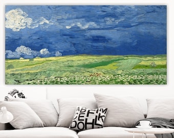 Van Gogh poster or aesthetic painting, canvas print, wall decoration, wheat field.