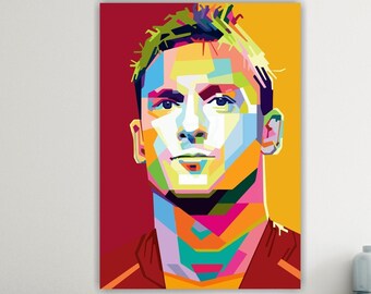 Roman footballer poster or art painting, famous footballer, canvas print, aesthetic wall decorations.