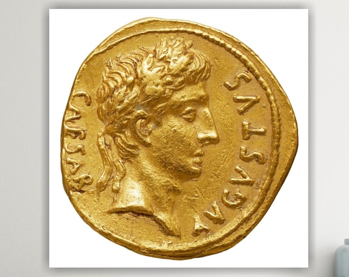Ancient Coin The Roman Emperor, Poster or Canvas Print, Caesar Octavian Augustus, Interior Wall Decor.