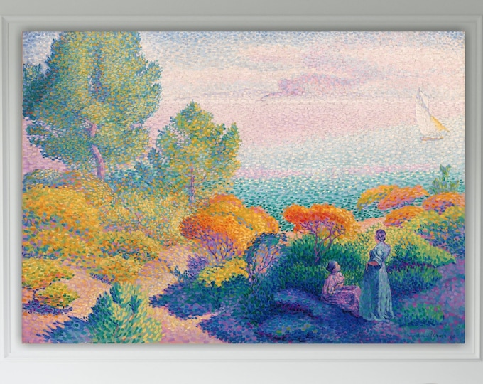 Two Women on the Coast Henri-Edmond Cross, poster or wall art, canvas print, home wall decoration.