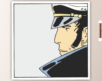 Corto Maltese Capitano reproduction, Hugo Pratt, canvas print, poster or painting, the gift for comic book fans.