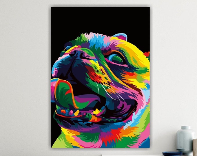 Funny Pug Poster or Canvas Print, Dog Portrait Canvas Print, Interior Wall Decor.