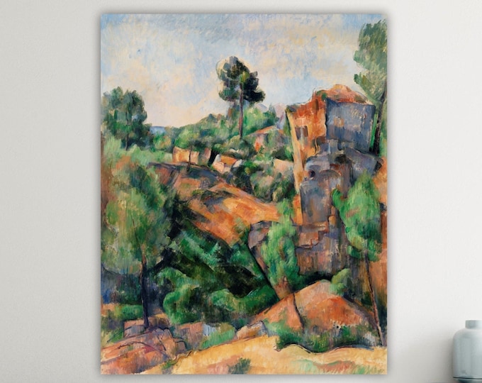 Cézanne poster or wall art, Carrières de Bibémus, landscape painting, home wall decoration.