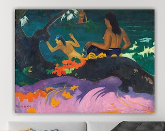 Paul Gauguin at the seaside (Fatata te Miti), poster or wall art, canvas print, home wall decorations.