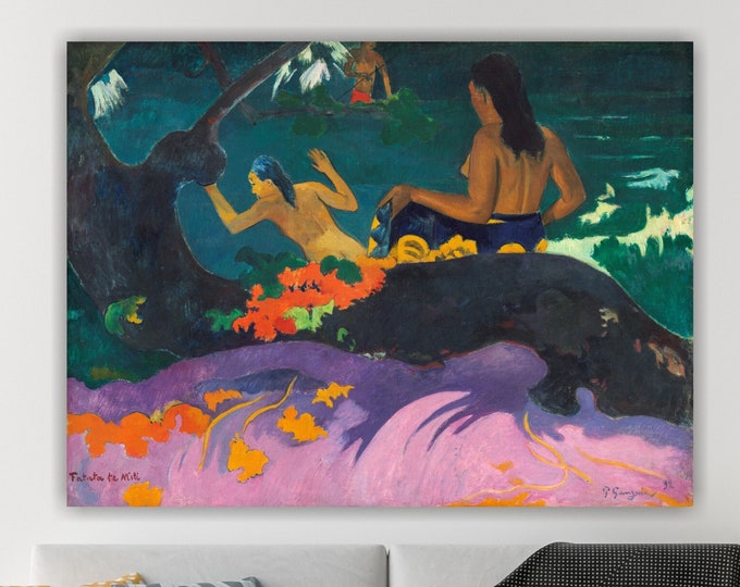 Paul Gauguin at the seaside (Fatata te Miti), poster or wall art, canvas print, home wall decorations.
