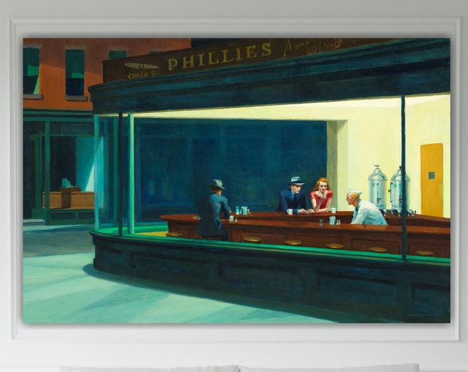 Hopper Edward Nightwalks wall decoration poster or canvas picture ready to hang, home office decor