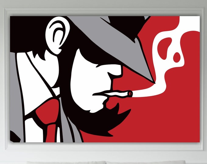 Famous Japanese Thief Jigen Lupin reproduction, poster or canvas painting, interior wall decorations, Japanese manga anime.