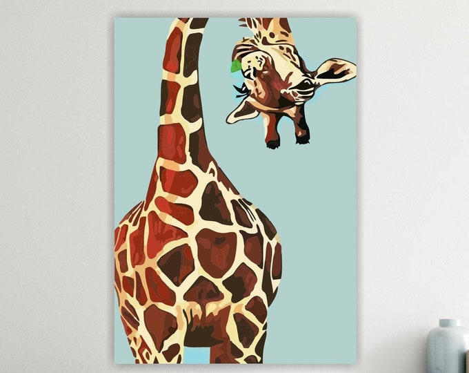 Funny Giraffe Poster or Canvas Painting, Indoor Wall Decor, Jungle Animals.