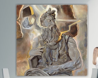 Salvador Dali, Moses Michelangelo, Canvas Print, Poster or Wall Art, Modern Home Interior Wall Decorations.