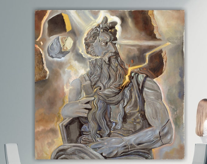 Salvador Dali, Moses Michelangelo, Canvas Print, Poster or Wall Art, Modern Home Interior Wall Decorations.