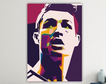 Affiche ou tableau artistique Cristiano Ronaldo, impression de footballeur célèbre sur toile, décorations murales esthétiques.