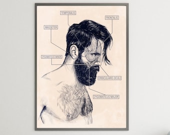 Abstract Man Portrait, Canvas Wall Art, Poster or Original Art Painting.