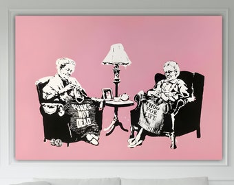 Punk is not dead poster, Banksy style, street art, pop art, Graffiti, Banksy style canvas painting, interior wall decoration.