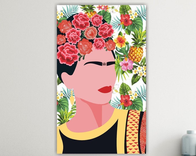 Frida Kahlo, Pineapple, Art Reproduction. Wall Mural Decoration, Modern Home Office Decor