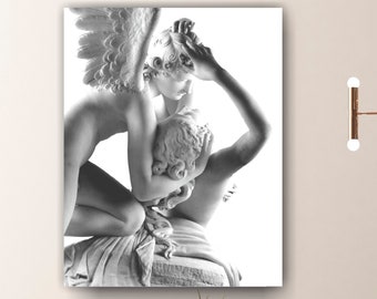Love and Psyche modern painting or poster on canvas, wall print, Antonio Canova famous works, wall decorations for home.