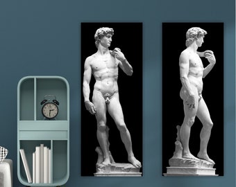 Set of 2 Prints, Michelangelo's David, Poster or Canvas Painting, Famous Sculpture, Interior Wall Decorations.