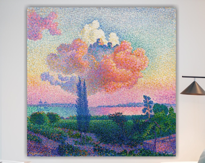 Henri-Edmond Cross Pink Clouds, poster or wall picture, canvas print, pink harmony, home wall decorations.