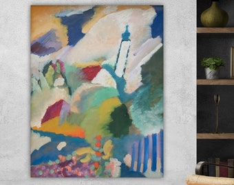 Kandinsky Abstract Wall Art Print, Geometric Poster or Painting, Interior Wall Decor, Murnau Church2.