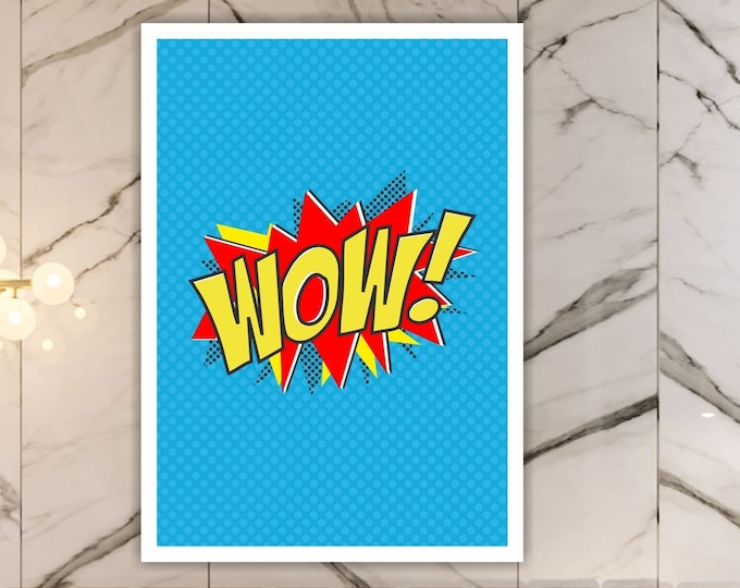 Wow Pop Art, Canvas Print, Colorful Wall Decor, Poster or Aesthetic Painting.