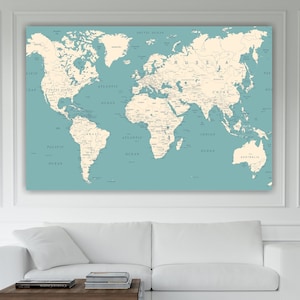 Grande affiche ou image murale de la carte du monde haute résolution, impression sur toile, décorations murales pour la maison.