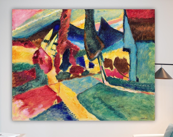 Kandinsky Abstract Wall Art Print, Geometric Poster or Picture, Interior Wall Decor, Landscape with Two Polars.