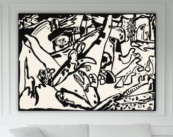 Kandinsky Black and White Wall Art Print, Abstract Poster or Painting, Interior Wall Decor.