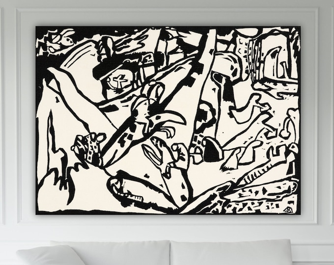 Kandinsky Black and White Wall Art Print, Abstract Poster or Painting, Interior Wall Decor.