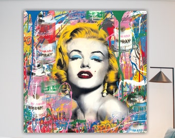 Banksy Marilyn Monroe Modern Canvas: High Quality Pop Art Graffiti - Poster or Canvas Print