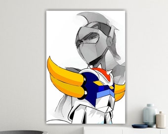 Actarus, famous cartoon, Poster or canvas painting ready to hang. Interior wall decoration. Modern furniture.