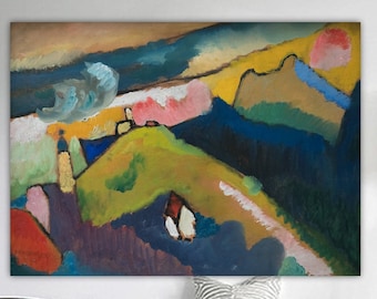 Kandinsky Abstract Wall Art Print, Geometric Poster or Picture, Interior Wall Decor, Murnau Church.