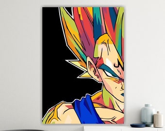 Vegeta, poster or art painting, interior wall decorations, Japanese manga anime.
