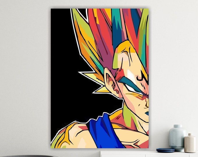 Vegeta, poster or art painting, interior wall decoration, Japanese anime manga.