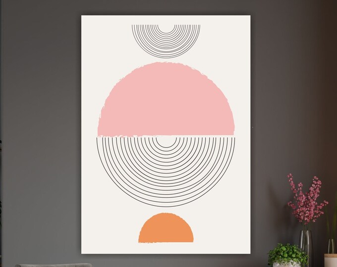 Abstract Geometric Poster or Painting, Minimalist Canvas Print, Neutral Colors, Interior Wall Decor.