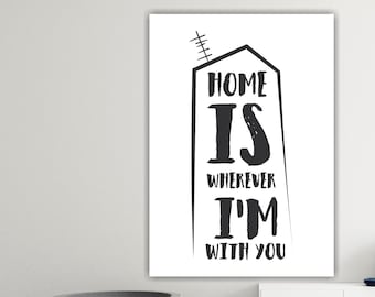 Quotes about home and love, poster or canvas painting, Home is where you are too, interior wall decorations.