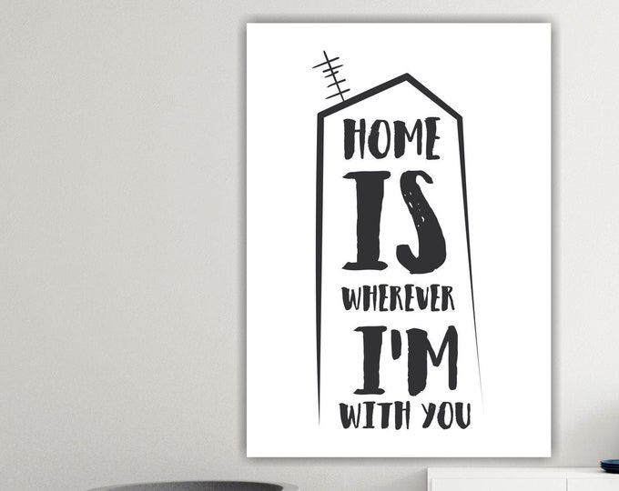 Quotes about home and love, poster or canvas painting, Home is where you are too, interior wall decorations.