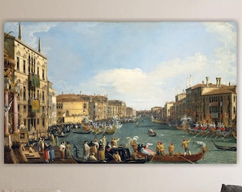 Canaletto, Regatta on the Grand Canal in Venice, poster or art painting, canvas print, home wall decoration.