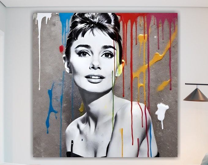Banksy Audrey Hepburne Style Canvas: High Quality Pop Art Graffiti - Poster or Canvas Picture for Interior Wall Decorations Banksy Style