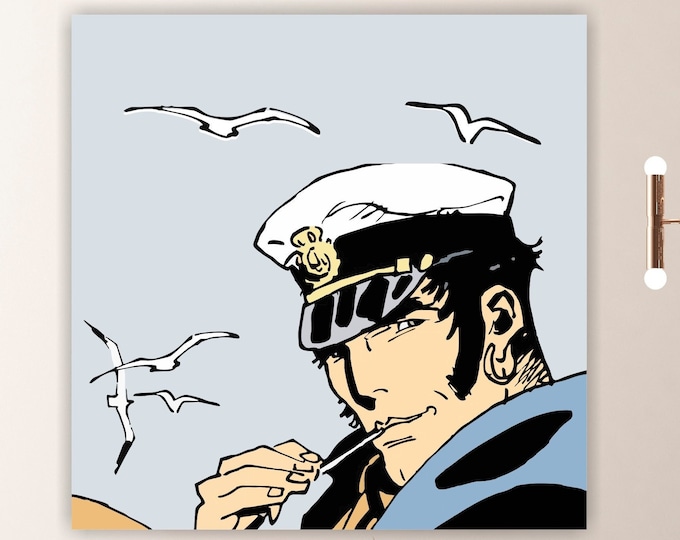 Corto Maltese large size painting, canvas print, wall decoration, poster or aesthetic painting. Home office decor
