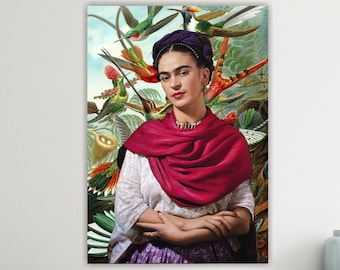 Frida Kahlo in the jungle, poster or canvas painting, modern wall decoration for home office decor