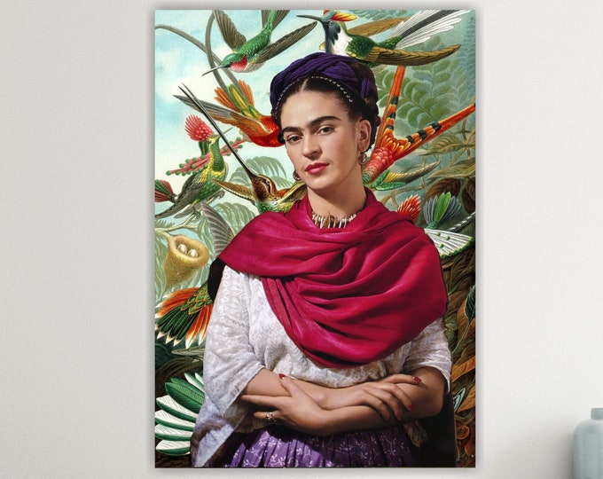 Frida Kahlo in the jungle, poster or canvas painting, modern wall decoration for home office decor