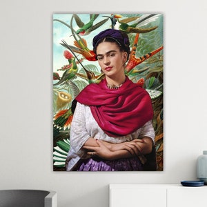 Frida Khalo nella giungla, poster o quadro su tela, decorazione moderna da parete per arredamento casa ufficio