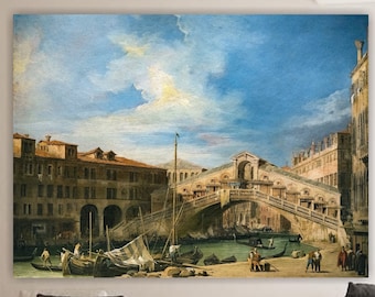 Canaletto, Rialto Bridge, Venice poster or picture, canvas print, home wall decorations.