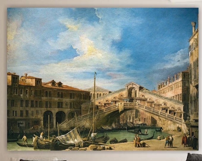 Canaletto, Rialto Bridge, Venice poster or picture, canvas print, home wall decorations.